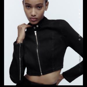 Zara denim cropped jacket! Never worn with tags size small